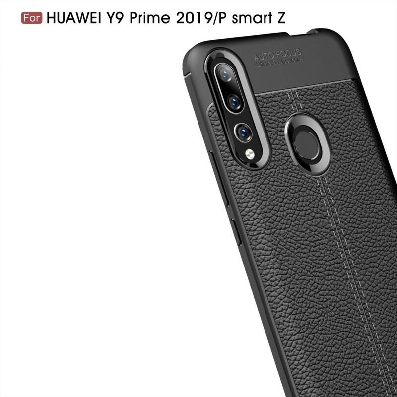 Capa Para Huawei P Smart Z Linha Dupla Efeito Couro Litchi