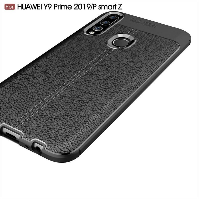 Capa Para Huawei P Smart Z Linha Dupla Efeito Couro Litchi