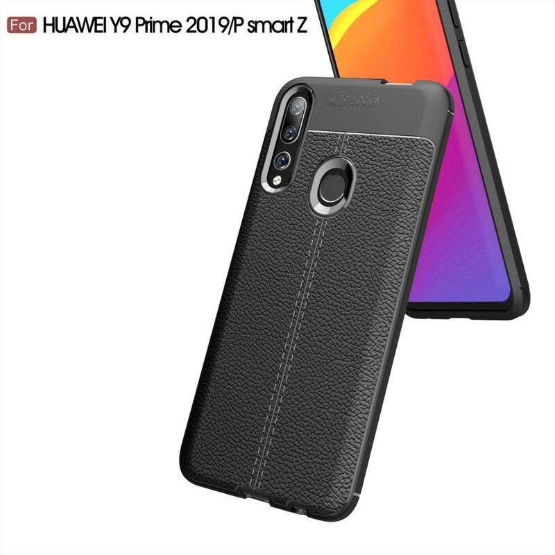 Capa Para Huawei P Smart Z Linha Dupla Efeito Couro Litchi