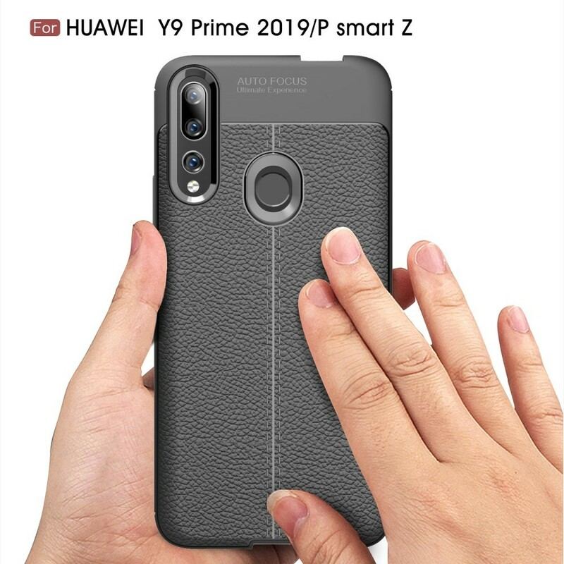 Capa Para Huawei P Smart Z Linha Dupla Efeito Couro Litchi