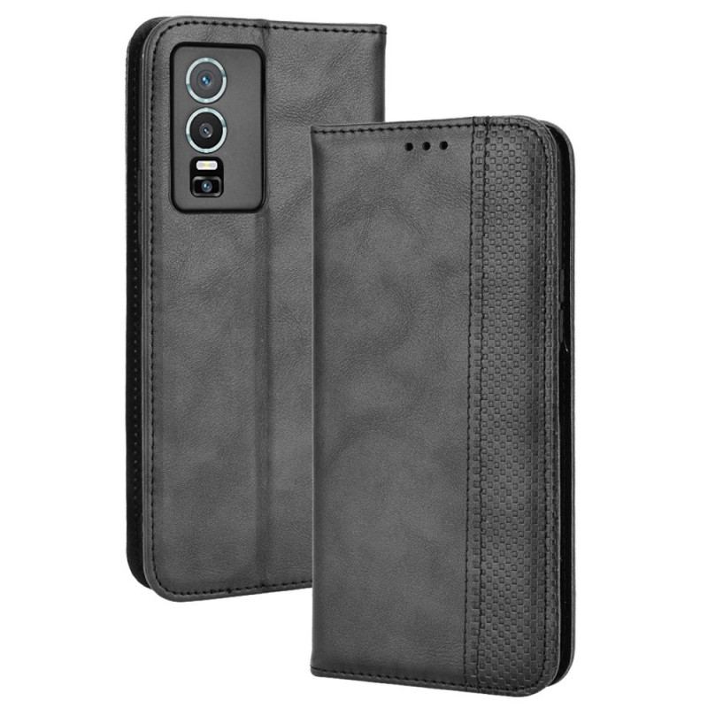 Capa De Celular Para Vivo Y76 5G Flip Estilo De Couro Estilizado