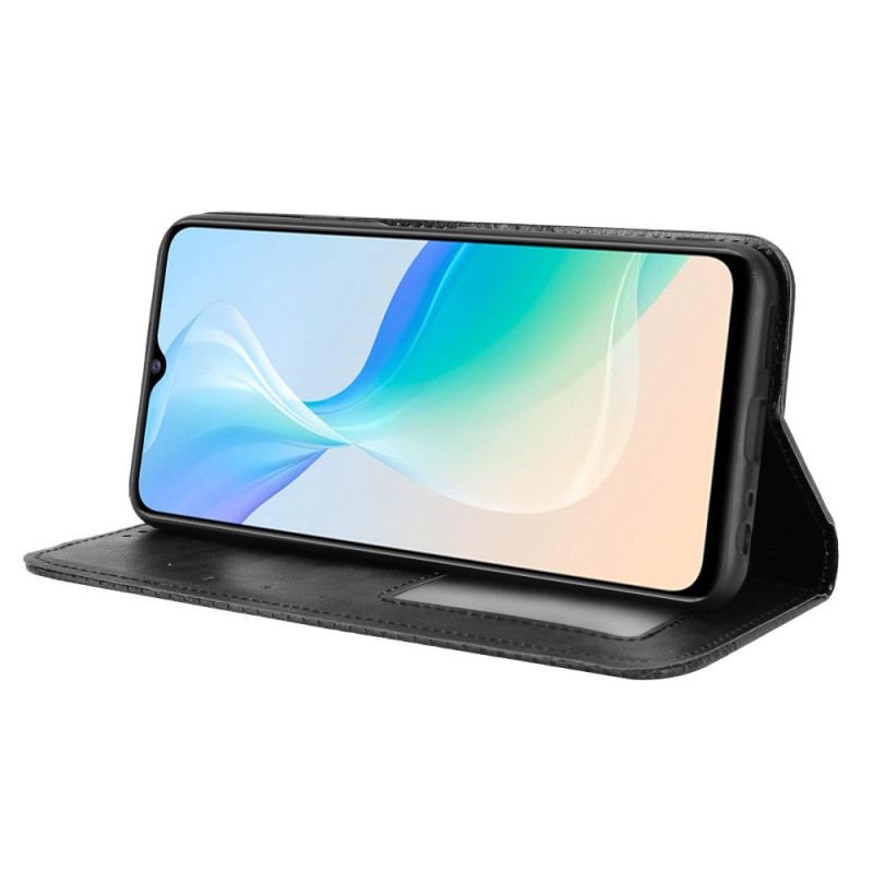 Capa De Celular Para Vivo Y76 5G Flip Estilo De Couro Estilizado