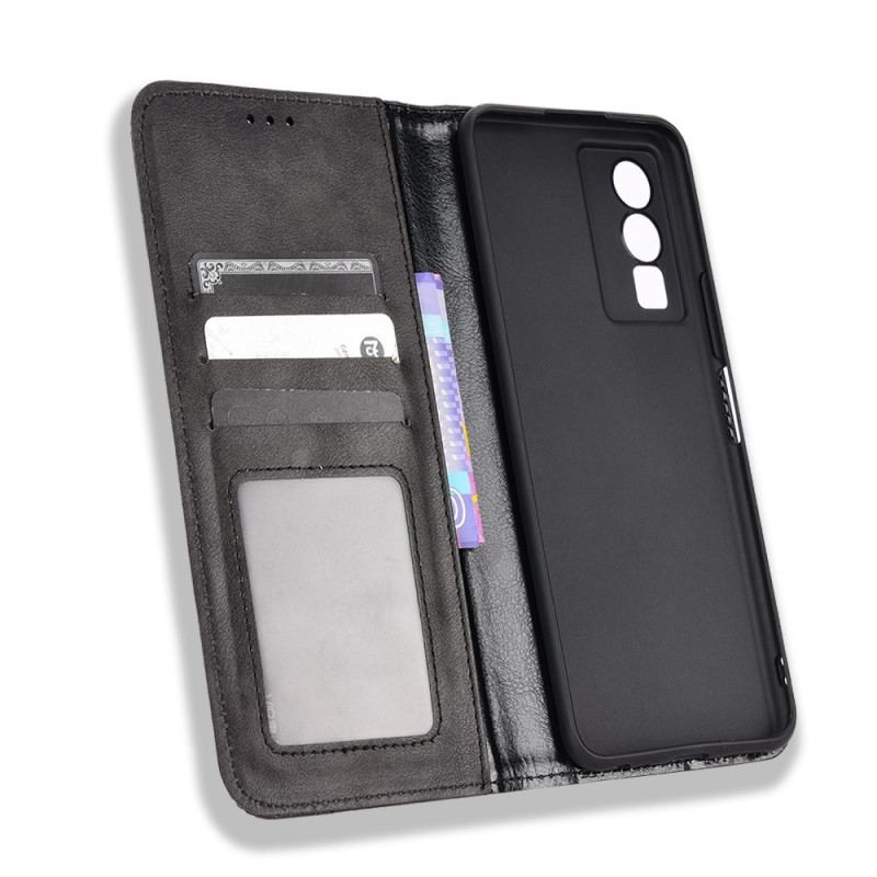 Capa De Celular Para Vivo Y76 5G Flip Estilo De Couro Estilizado