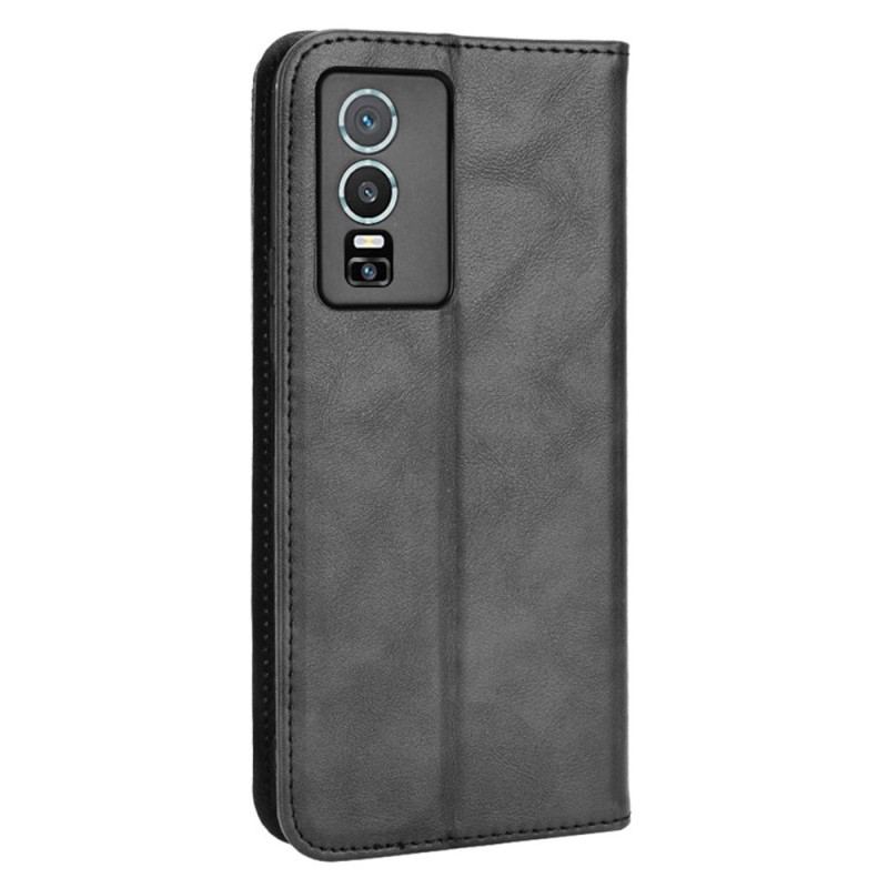 Capa De Celular Para Vivo Y76 5G Flip Estilo De Couro Estilizado