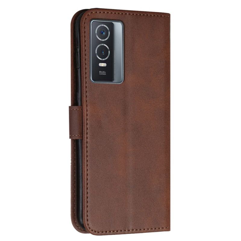 Capa Flip Para Vivo Y76 5G De Cordão Strappy Geo Leather Effect