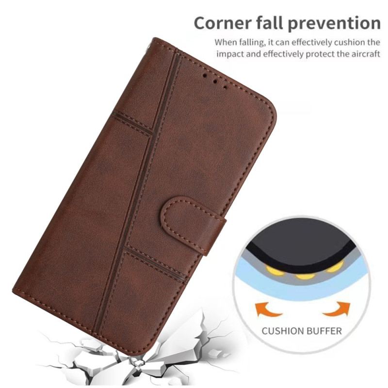 Capa Flip Para Vivo Y76 5G De Cordão Strappy Geo Leather Effect