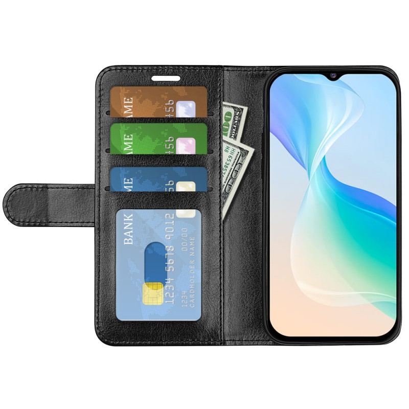 Capa Flip Para Vivo Y76 5G Efeito Couro Designer