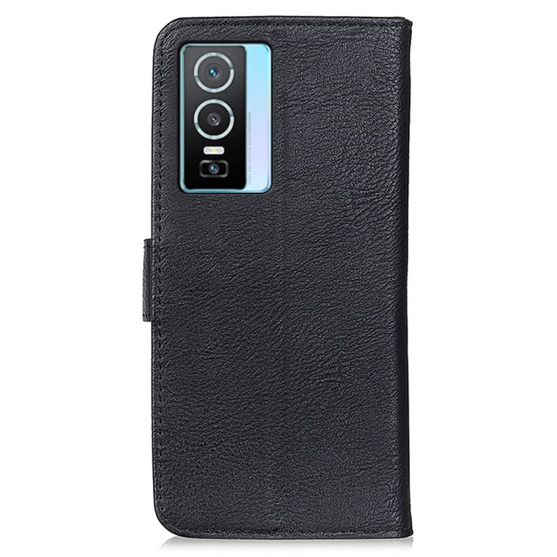 Capa Flip Para Vivo Y76 5G Imitação De Couro Khazneh