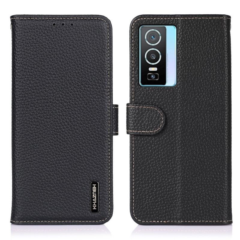 Capa Flip Para Vivo Y76 5G Khazneh Lichia Couro