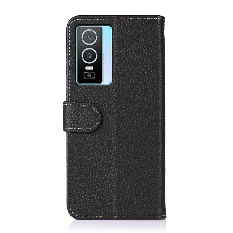 Capa Flip Para Vivo Y76 5G Khazneh Lichia Couro