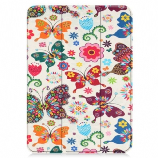 Capa De Celular Para iPad 10.9" (2022) Borboletas E Flores Aprimoradas