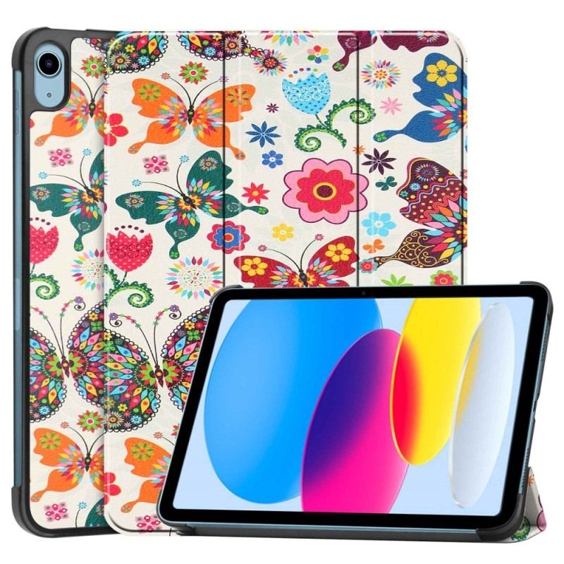 Capa De Celular Para iPad 10.9" (2022) Borboletas E Flores Aprimoradas