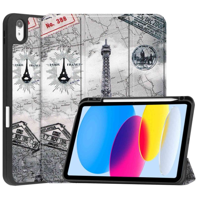 Capa De Celular Para iPad 10.9" (2022) Suporte Para Caneta Torre Eiffel