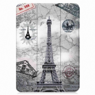 Capa De Celular Para iPad 10.9" (2022) Torre Eiffel Retrô Reforçada