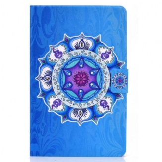 Capa De Couro Para iPad 10.9" (2022) Mandala Em Fundo Azul