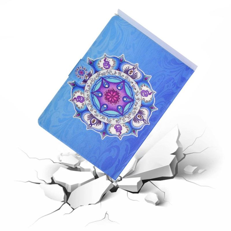 Capa De Couro Para iPad 10.9" (2022) Mandala Em Fundo Azul