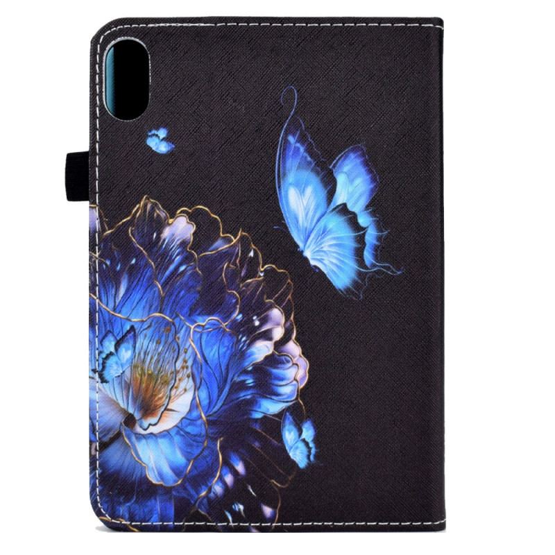 Capa Em Pele Para iPad 10.9" (2022) Borboleta Azul