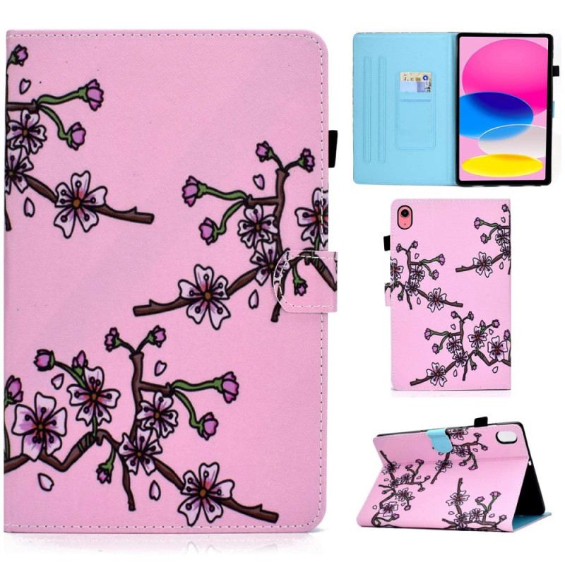 Capa Flip Para iPad 10.9" (2022) Flores De Ameixa