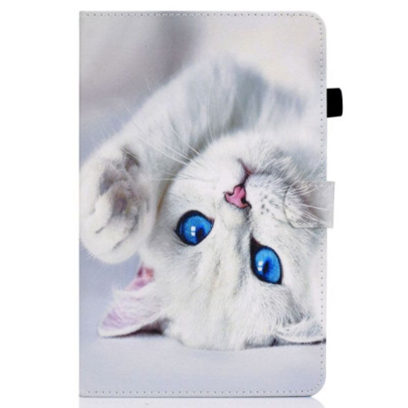 Capa Flip Para iPad 10.9" (2022) Gato Branco De Olhos Azuis