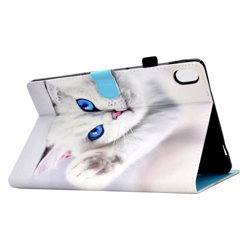 Capa Flip Para iPad 10.9" (2022) Gato Branco De Olhos Azuis