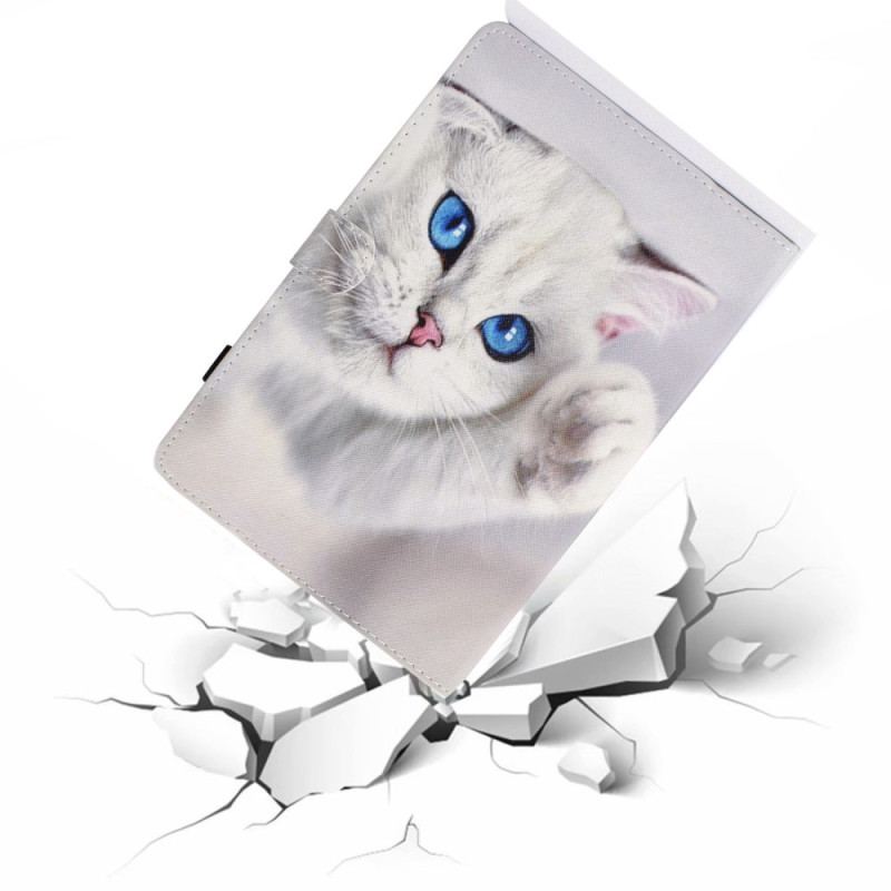 Capa Flip Para iPad 10.9" (2022) Gato Branco De Olhos Azuis