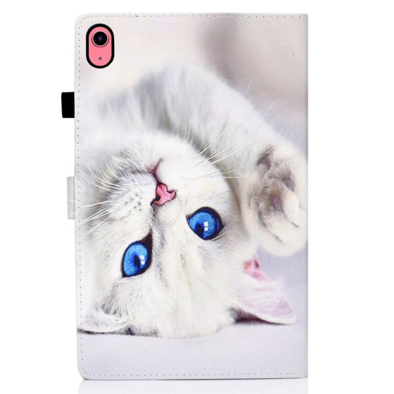 Capa Flip Para iPad 10.9" (2022) Gato Branco De Olhos Azuis