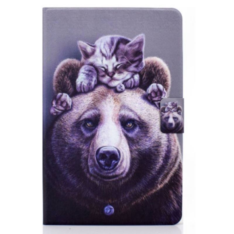 Capa Folio Para iPad 10.9" (2022) Gato E Urso