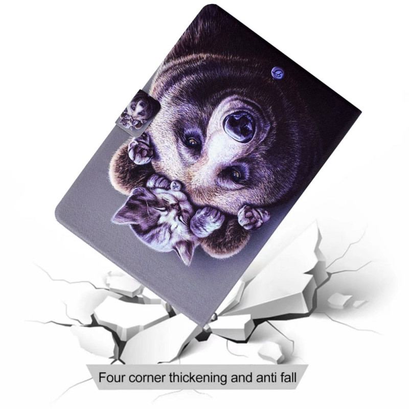 Capa Folio Para iPad 10.9" (2022) Gato E Urso