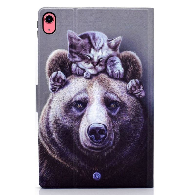 Capa Folio Para iPad 10.9" (2022) Gato E Urso