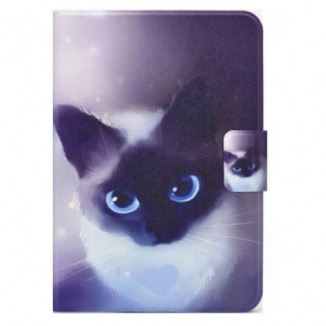 Capa Folio Para iPad 10.9" (2022) Gato De Olhos Azuis