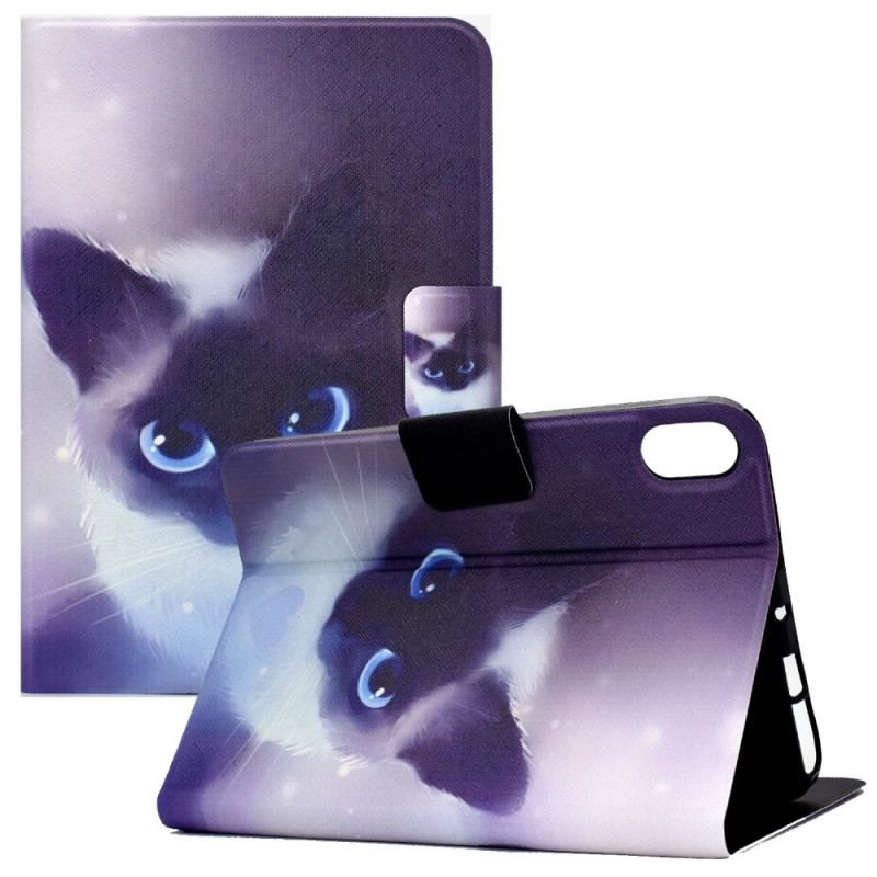 Capa Folio Para iPad 10.9" (2022) Gato De Olhos Azuis