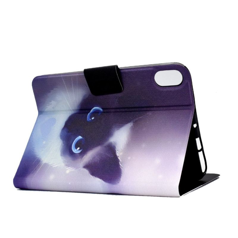 Capa Folio Para iPad 10.9" (2022) Gato De Olhos Azuis