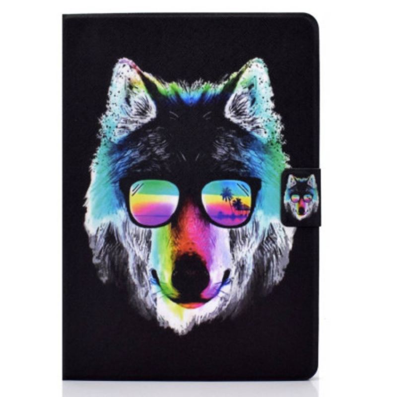 Capa Folio Para iPad 10.9" (2022) Lobo De Óculos