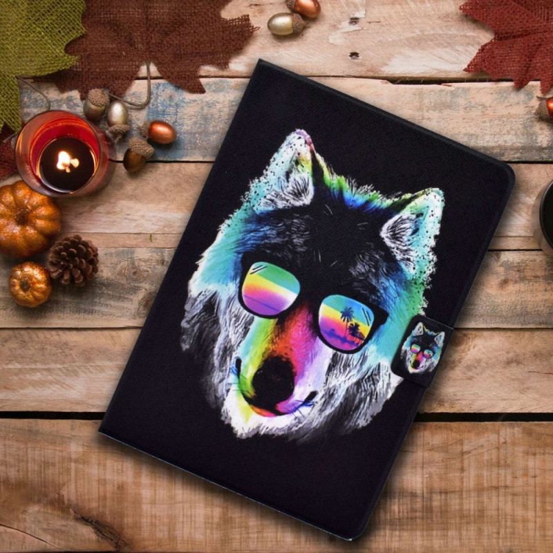 Capa Folio Para iPad 10.9" (2022) Lobo De Óculos