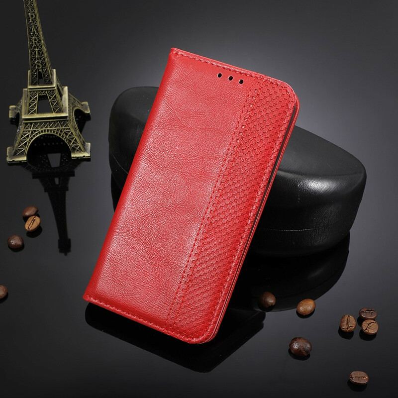 Capa De Celular Para Realme GT 5G Flip Efeito Couro Vintage Estilizado