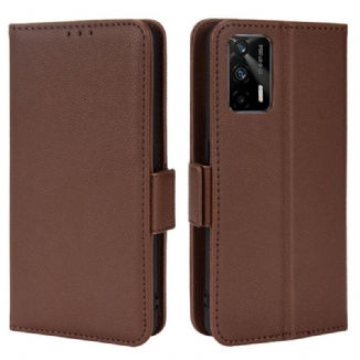 Capa De Couro Para Realme GT 5G Flip Flap Double Litchi Novas Cores