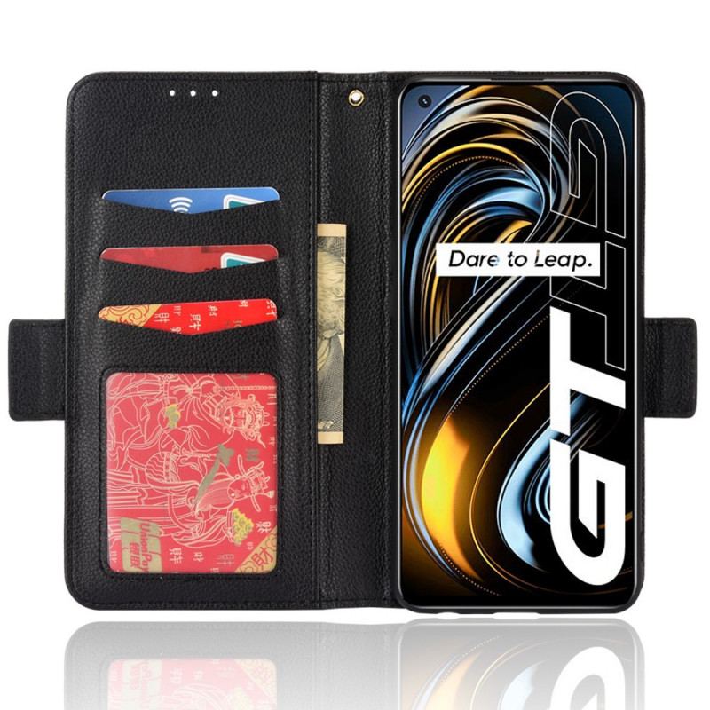 Capa De Couro Para Realme GT 5G Flip Flap Double Litchi Novas Cores