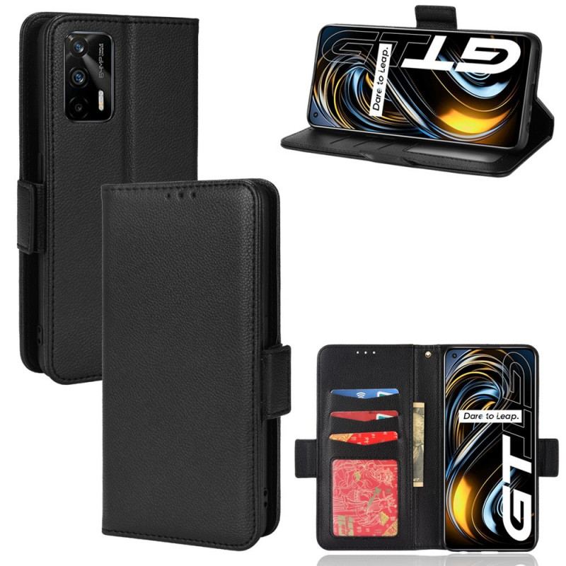 Capa De Couro Para Realme GT 5G Flip Flap Double Litchi Novas Cores