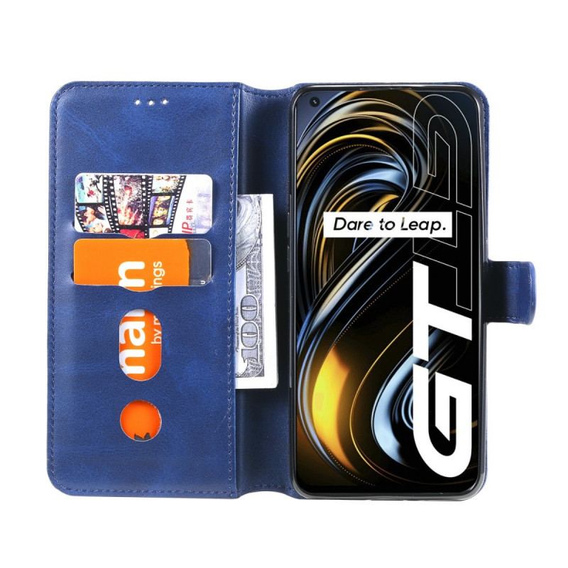 Capa Flip Para Realme GT 5G Efeito Couro