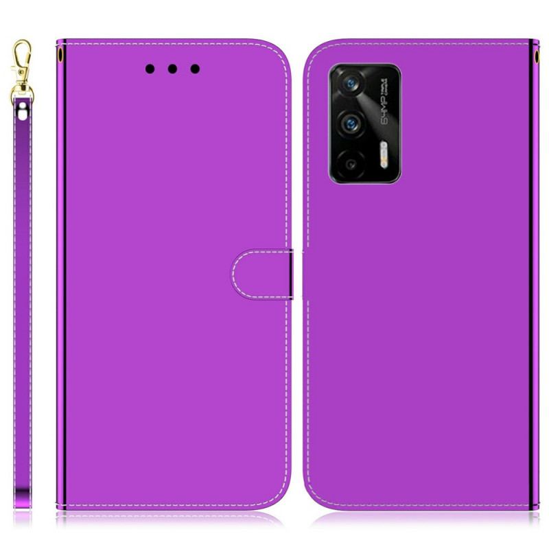 Capa Folio Para Realme GT 5G Capa De Espelho De Couro Sintético