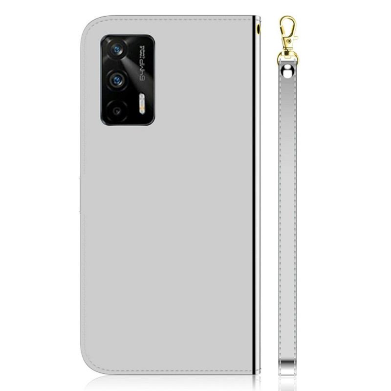 Capa Folio Para Realme GT 5G Capa De Espelho De Couro Sintético