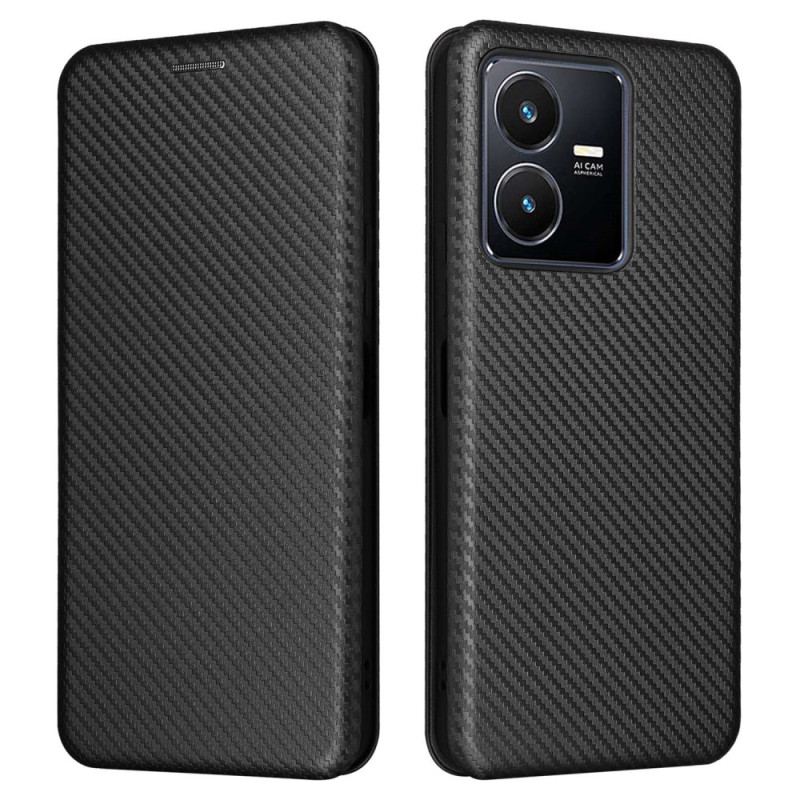 Capa De Celular Para Vivo Y22s Flip Fibra De Carbono