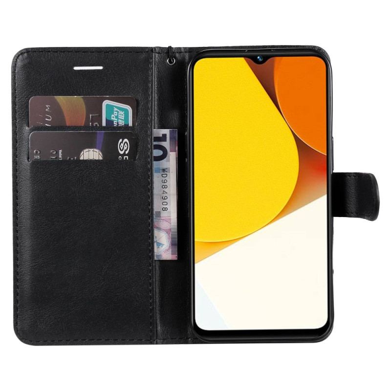 Capa Flip Para Vivo Y22s De Cordão Efeito De Couro Com Tiras