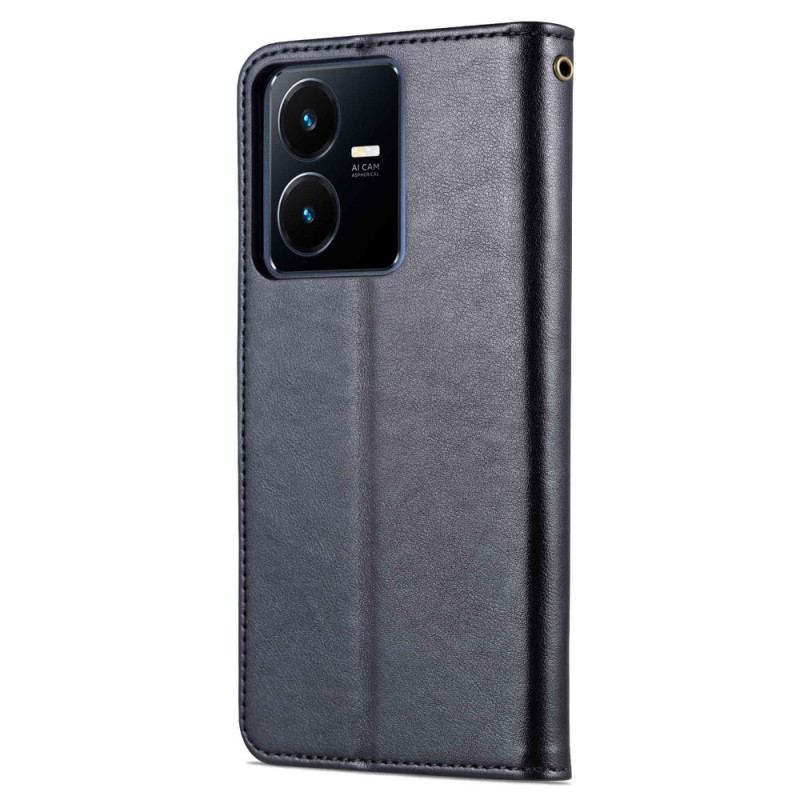 Capa Flip Para Vivo Y22s Efeito Couro Azns