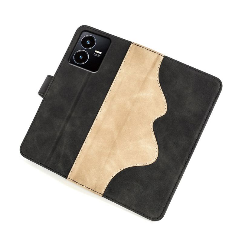 Capa Flip Para Vivo Y22s Estilo De Couro Ondulado