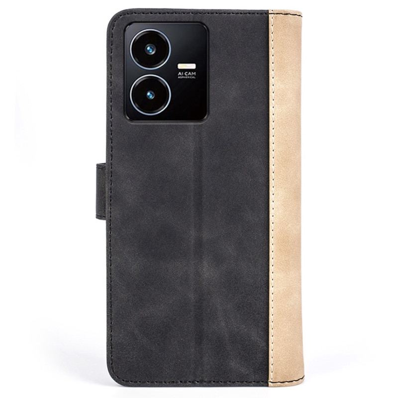 Capa Flip Para Vivo Y22s Estilo De Couro Ondulado