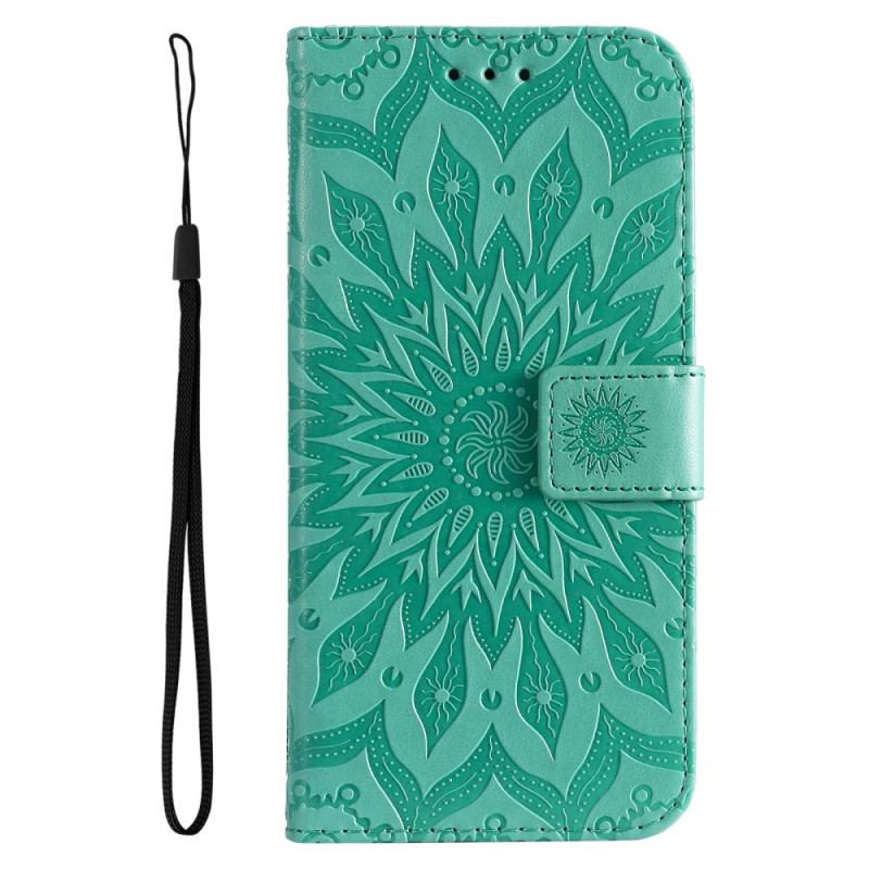 Capa Flip Para Vivo Y22s Mandala Sol Com Cordão