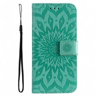 Capa Flip Para Vivo Y22s Mandala Sol Com Cordão