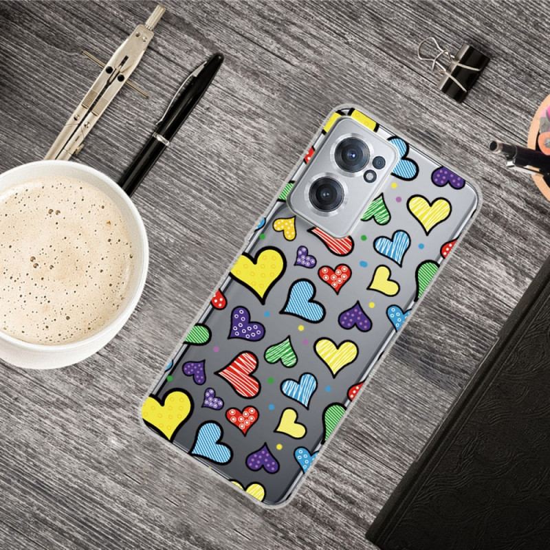 Capa De Celular Para OnePlus Nord CE 2 5G Corações Multicoloridos