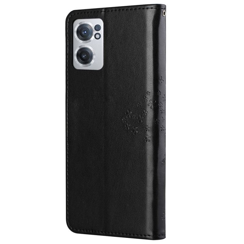 Capa De Couro Para OnePlus Nord CE 2 5G Árvore Gravada